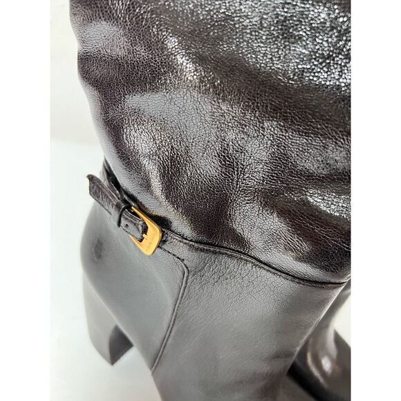 TORY BURCH Buckled pebbled-leather boots brown size 9 - Picture 4 of 11